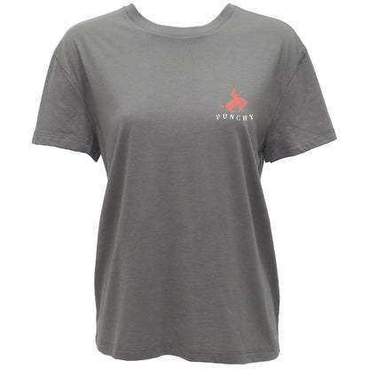 HOOEY LADIES "MUSTANG" T-SHIRT DARK GREY W/PINK & AZTEC