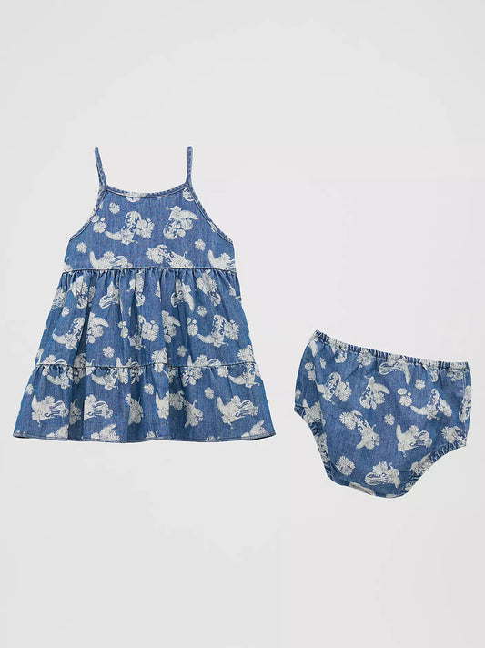 Wrangler Little Girls Printed Denim Tiered Dress 112379438