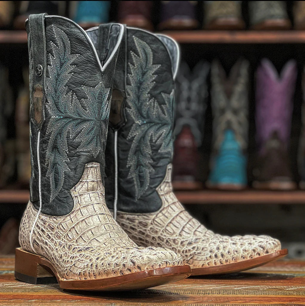 Tanner Mark Men’s Caiman Hornback Natural Boots