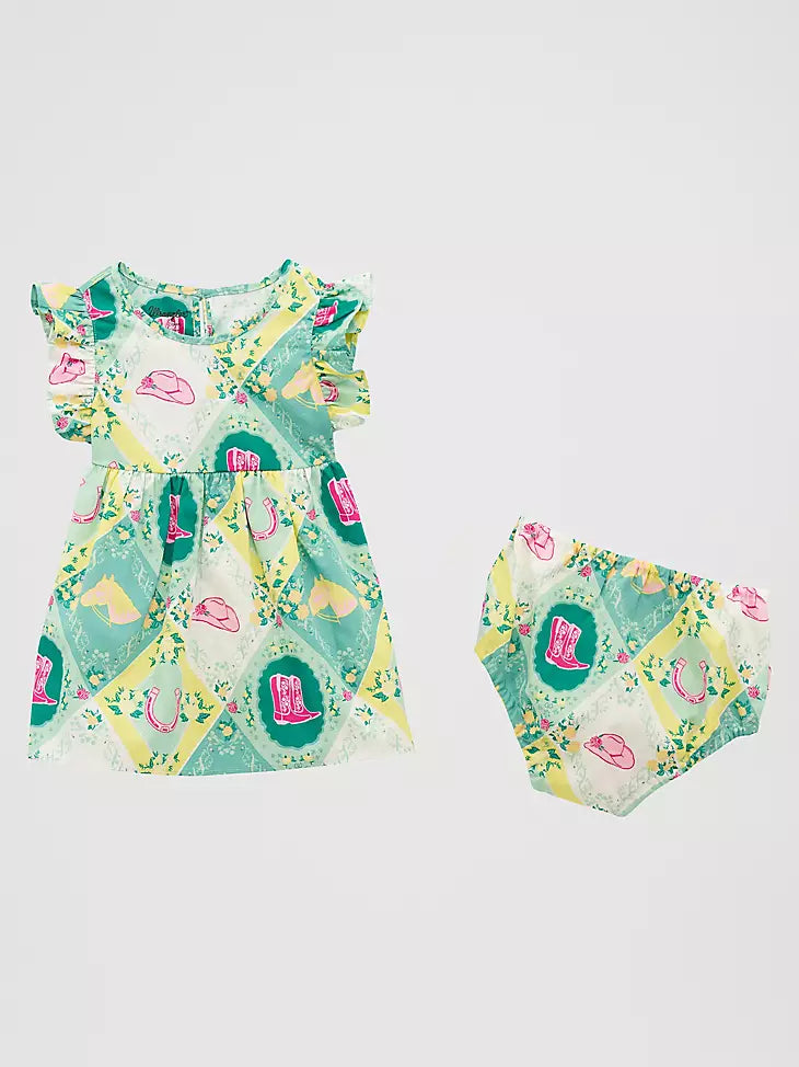 Wrangler Little Girls Ruffle Sleeve Print Dress 112379471