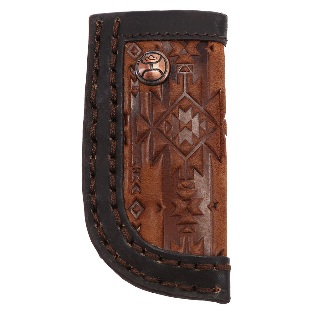 Hooey "Monterrey" Classic Hooey Knife Sheath Tan/Brown W/Aztec Print