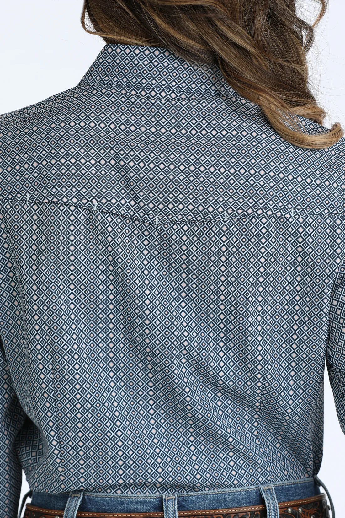 Cinch Women's ArenaFlex Blue Medallion Geo Print Pearl Snap LS Shirt MSW9206006