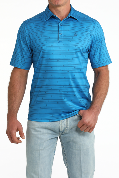Cinch Men’s Blue Rodeo Print Polo MTK1865044