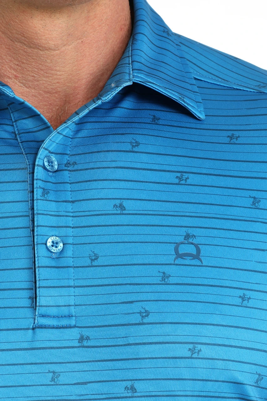 Cinch Men’s Blue Rodeo Print Polo MTK1865044