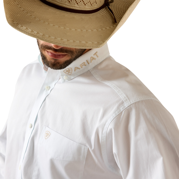 Ariat Team Logo Twill White Khaki Mens Shirt 10071686