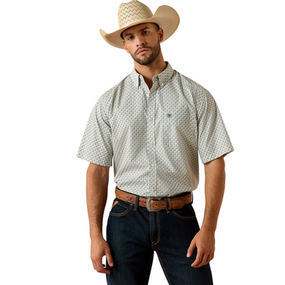 Ariat Men’s Pall White Geo Print SS Shirt 10071727