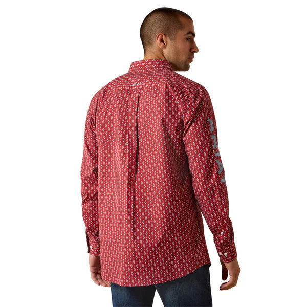 Ariat Men's Willow Red & Blue Fitted Button Down Shirt 10071758