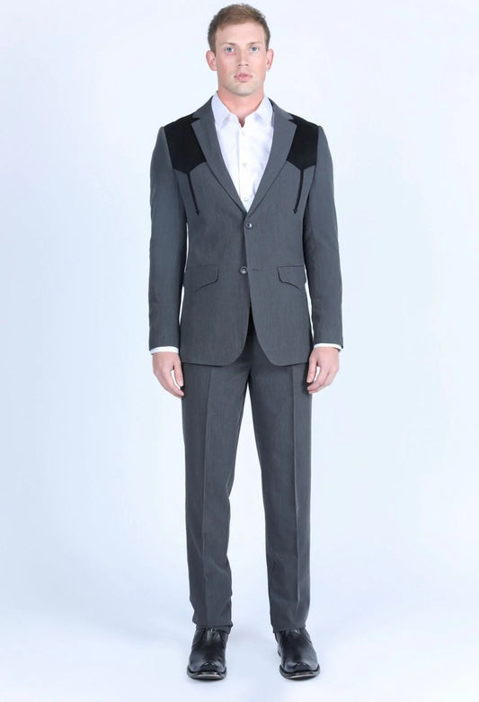 Platini Men's Western Suit Charcoal WST9748