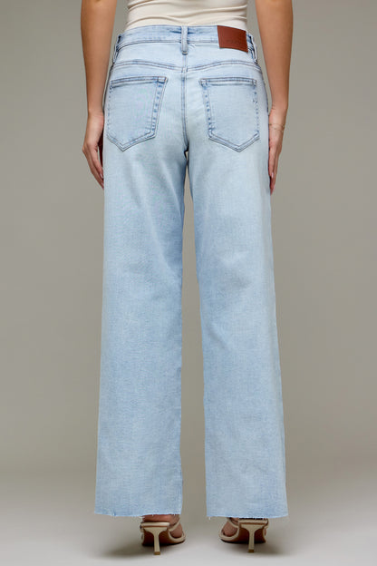 Hidden Women’s Light Wash Stretch Mid Rise Wide Leg Jeans HD9788-LT