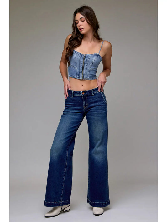 Hidden Women’s Dark Wash Stretch Trouser Low Rise Flare HD3335CF-DK