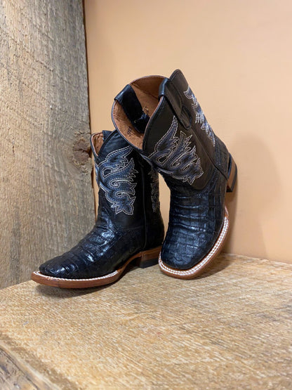 Tanner Mark Kids Boots Caiman Belly Print Black