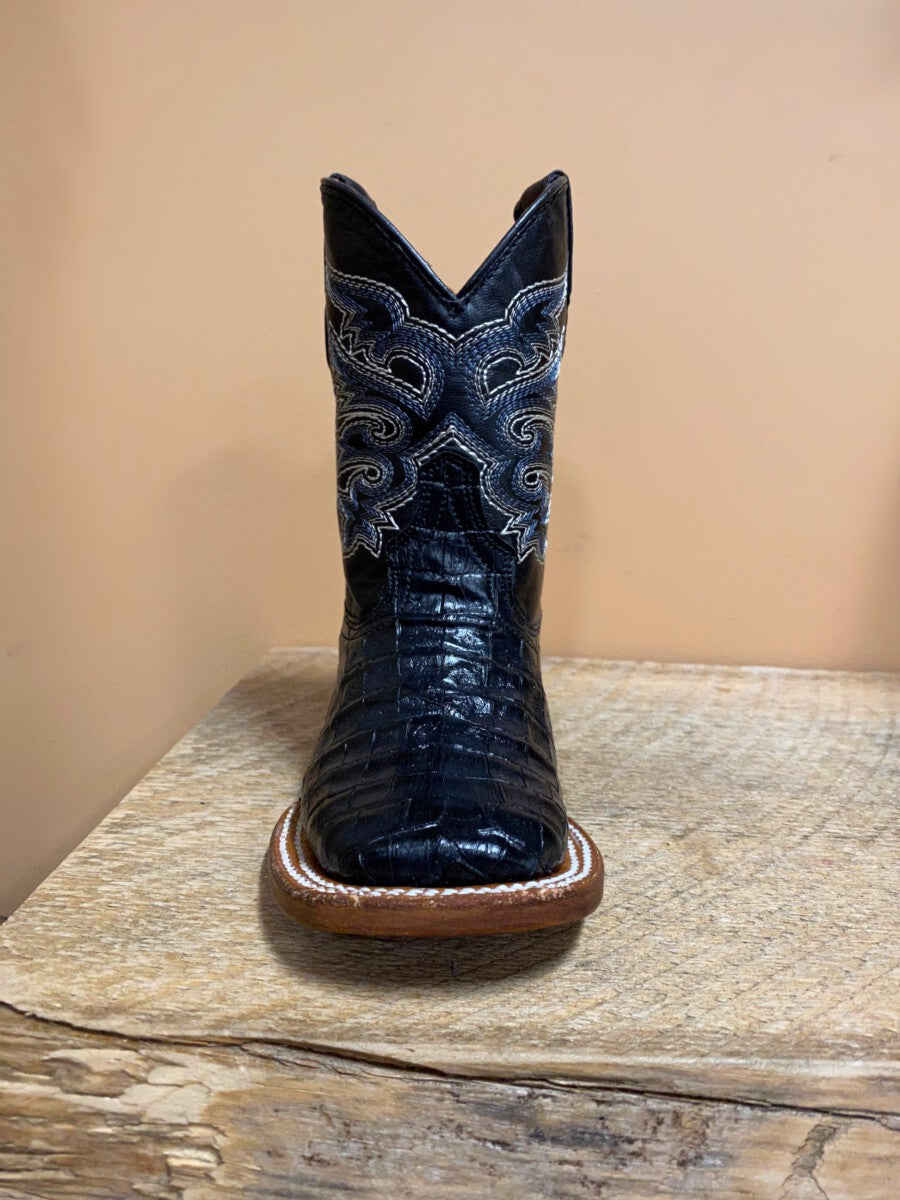 Tanner Mark Kids Boots Caiman Belly Print Black