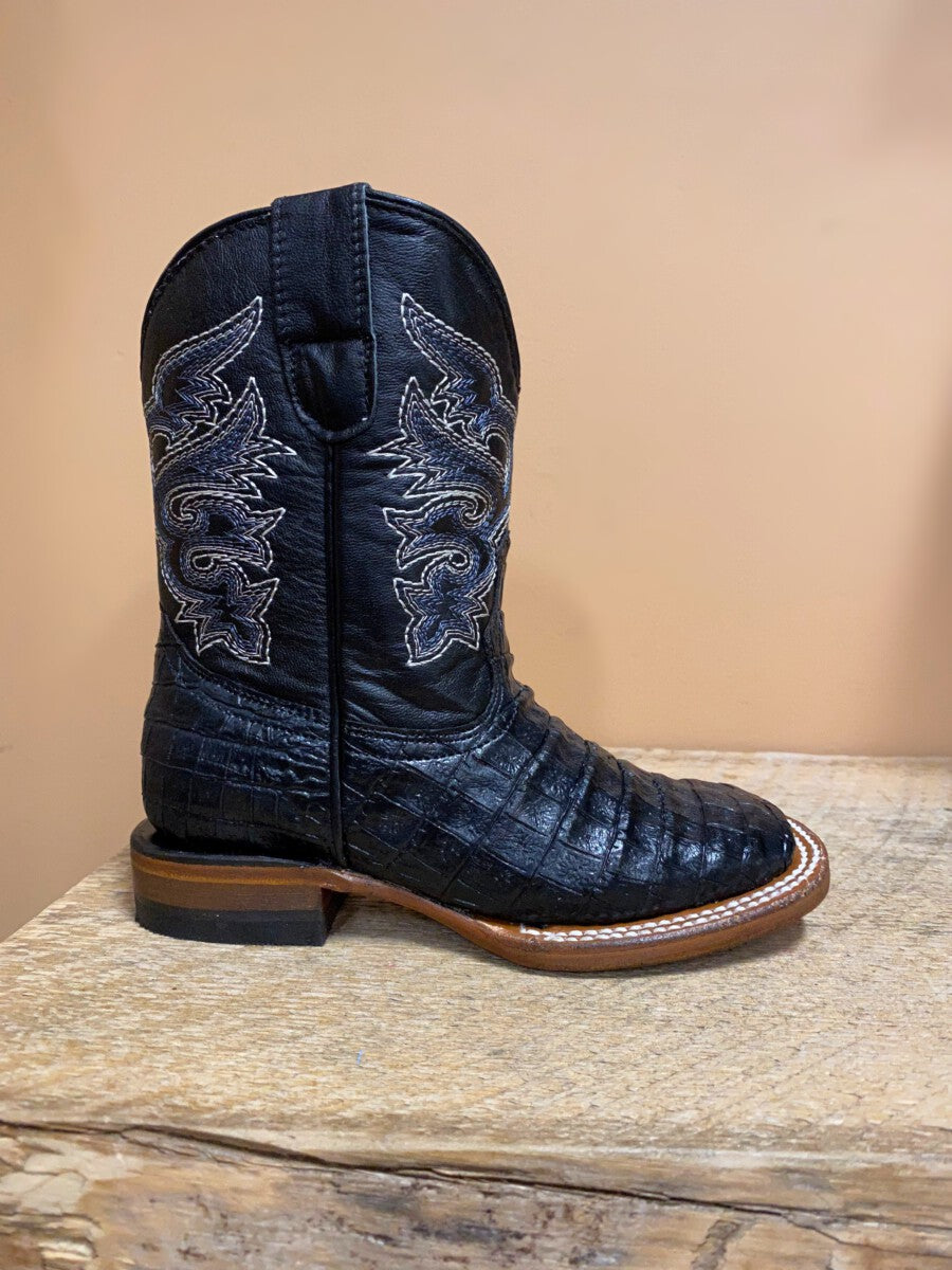 Tanner Mark Kids Boots Caiman Belly Print Black