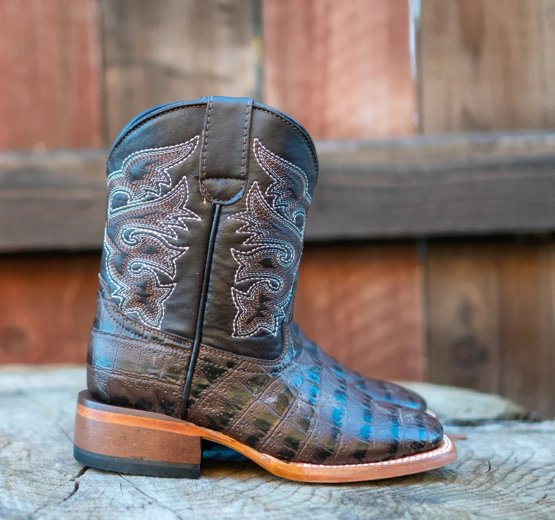Tanner Mark Kids Boots Caiman Belly Print Brown