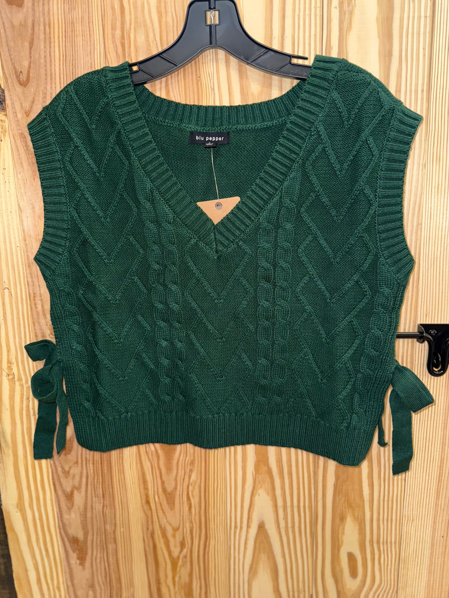 Blu Pepper Cable Knit Boxy Sweater Green CR2709