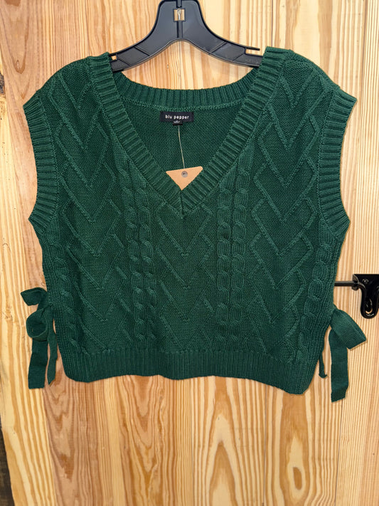 Blu Pepper Cable Knit Boxy Sweater Green CR2709