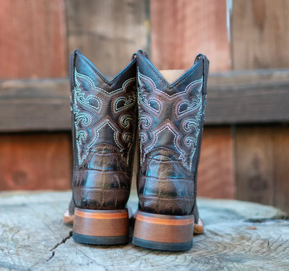 Tanner Mark Kids Boots Caiman Belly Print Brown
