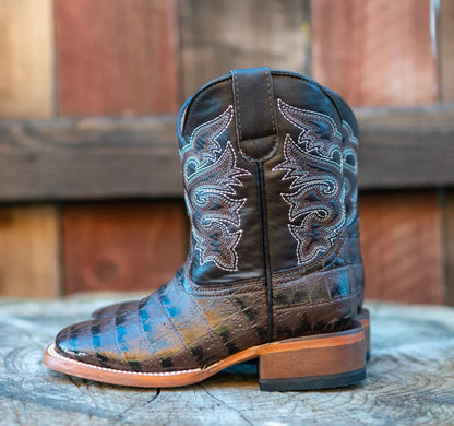 Tanner Mark Kids Boots Caiman Belly Print Brown