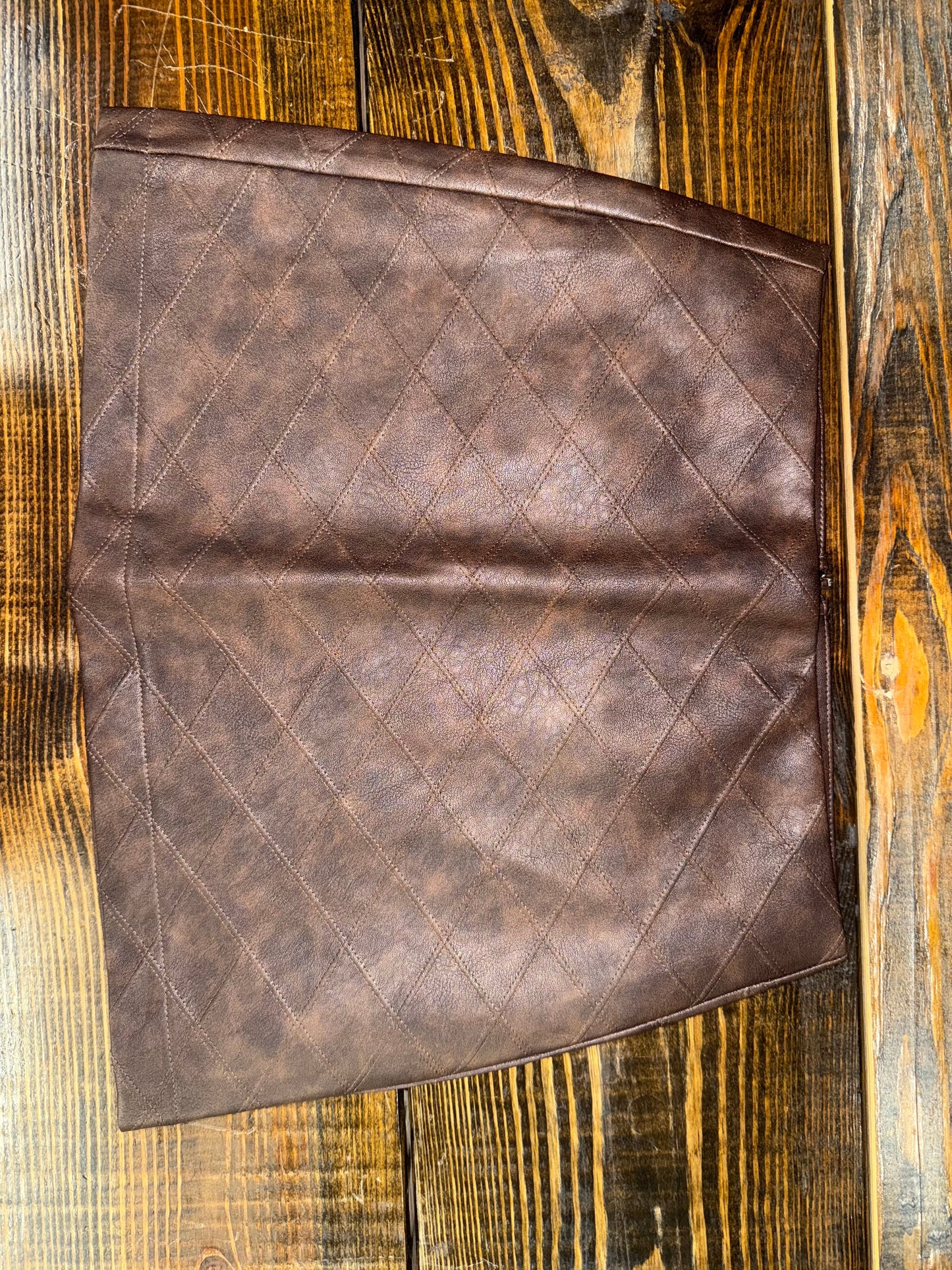 The Workshop By Blu Pepper Diamond Leather Mini Skirt Brown TW2022