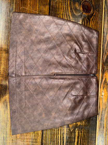 The Workshop By Blu Pepper Diamond Leather Mini Skirt Brown TW2022