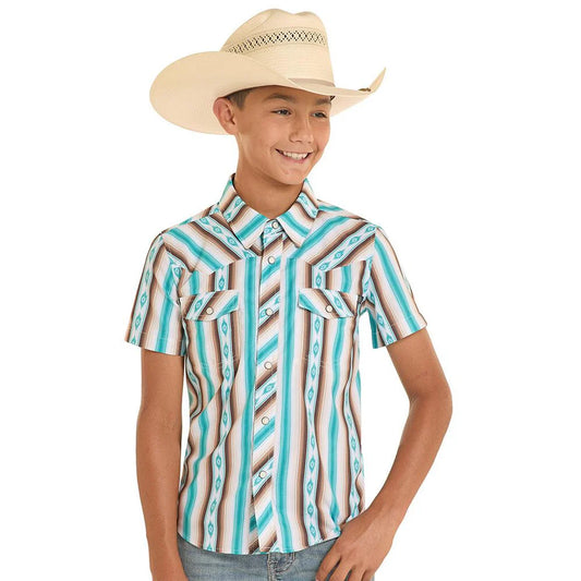 Rock & Roll Denim Boy's Aztec Ripstop Tek Western Shirt BBN3S08686