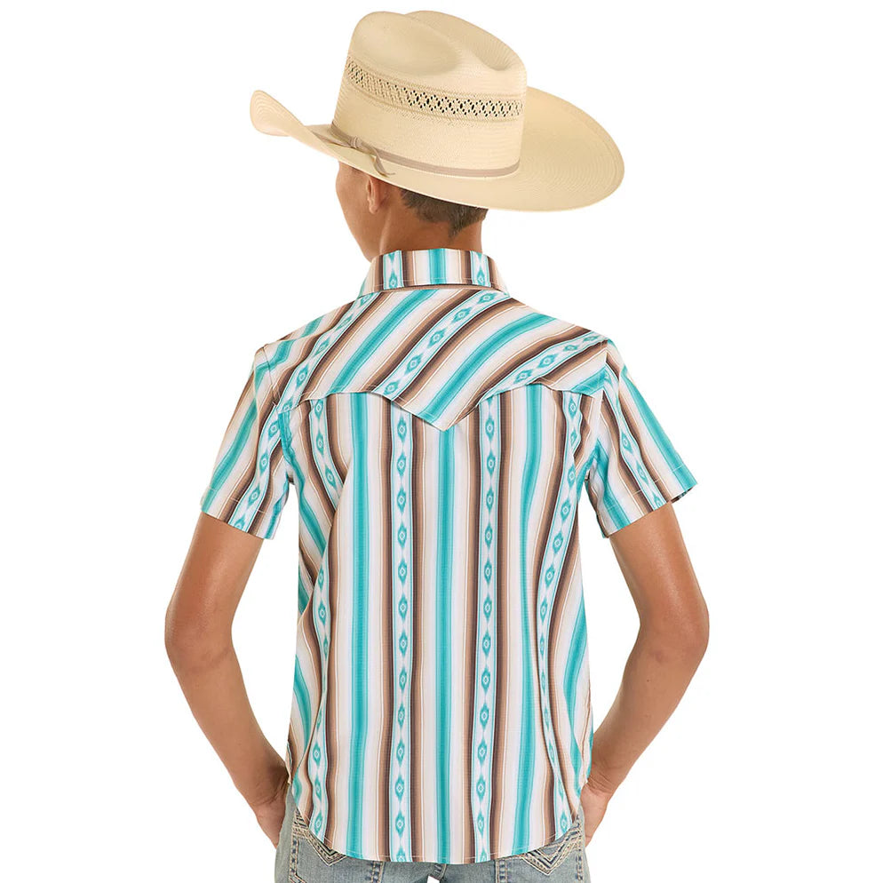 Rock & Roll Denim Boy's Aztec Ripstop Tek Western Shirt BBN3S08686