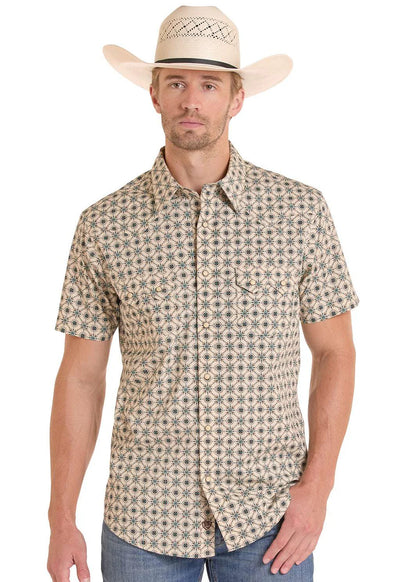 Rock&Roll Men’s Teal Medallion Printed SS BMN3S08648