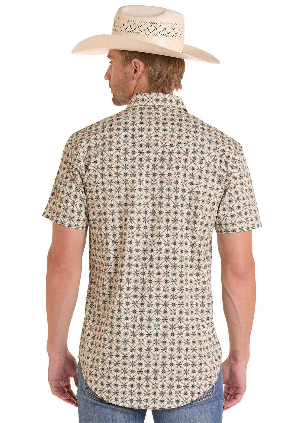 Rock&Roll Men’s Teal Medallion Printed SS BMN3S08648