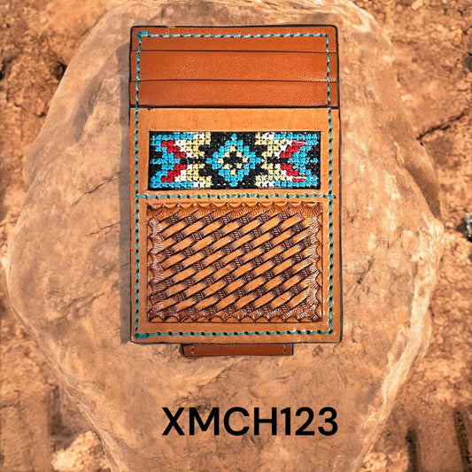 Twisted X Money Clip Blue Stitch Blk/Blue Design