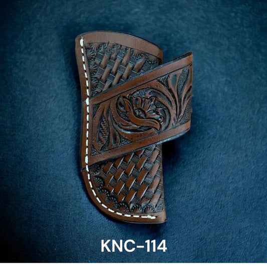 Circle SH Knife Sheath Brown Basket Weave Florar