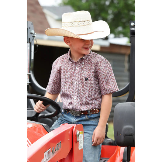 Cinch Boys SS Geo Print Button Up Shirt MTW7140040