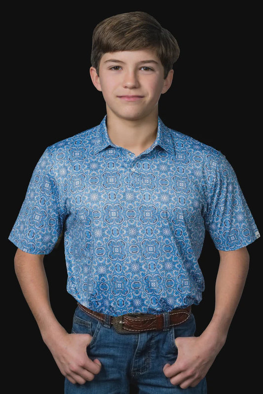 Ferrell Boys Light Blue Bennett Polo Snap Shirt KP3026015