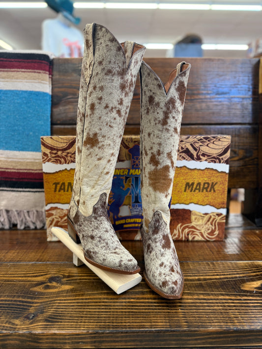 Tanner Mark Women’s Brown & White Hair On Cowhide Complete Tall Boots TML205483