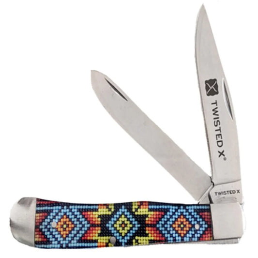 Twisted X Knife SS Blade OYB Beaded Design Handle XK300