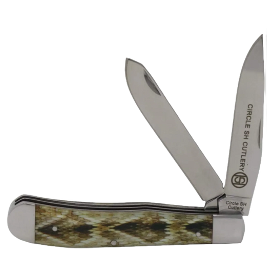Circle SH Knife SS Double Blade Rattlesnake Skin Design OK311