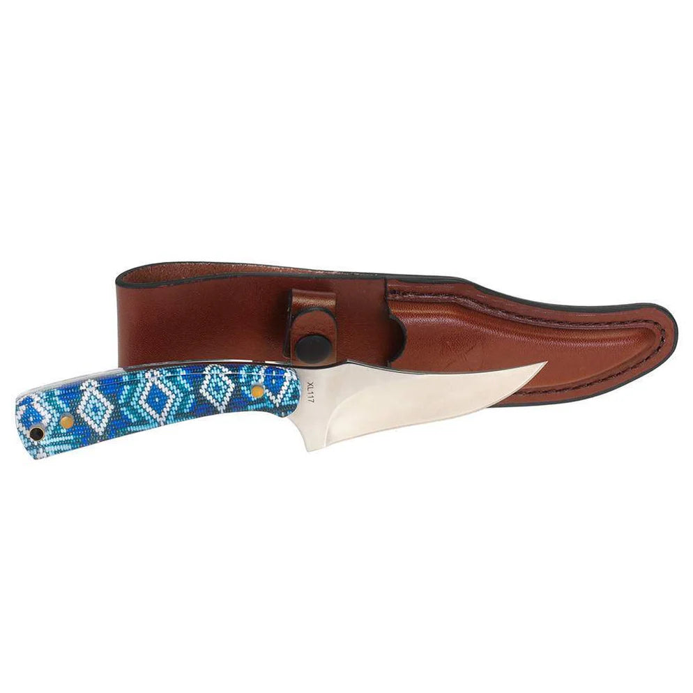 Twisted X Knife  Straight Blade Blue Beaded Grip XL-117