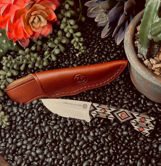 Circle SH Knife Straight Blade Beaded Look CSH-3024ST