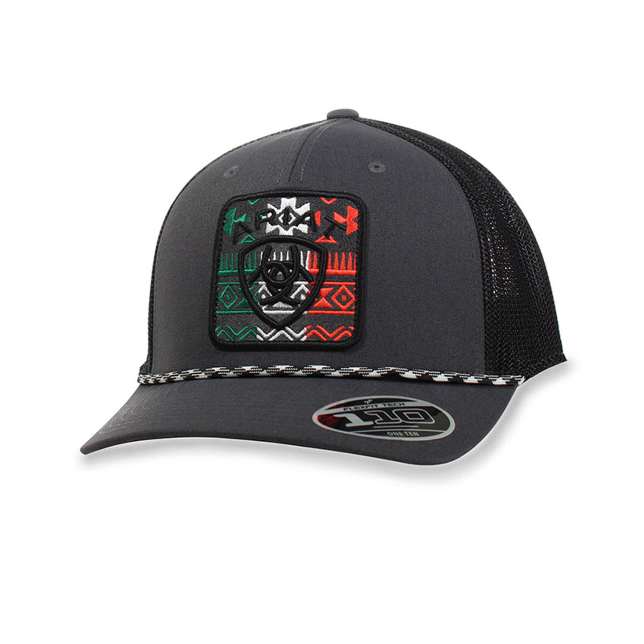 Ariat Men's Grey Mesh Back Snapback Patch Cap Hats - A300063606