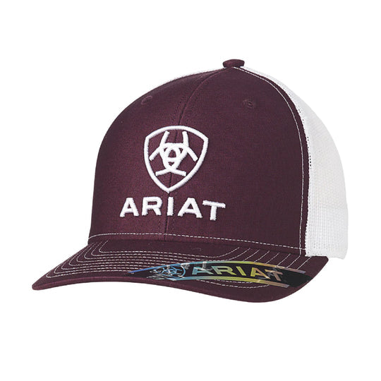 Ariat Burgundy White Embroidered Logo Men's Caps A300012609