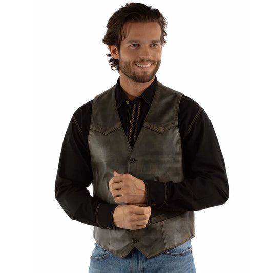 Scully Men's Brown Leather Western Vest 2061-312