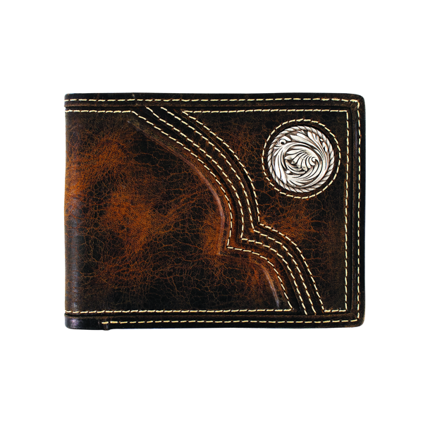 Justin Mens Oil Tanned Leather Concho Bi Fold Wallet 2610331389