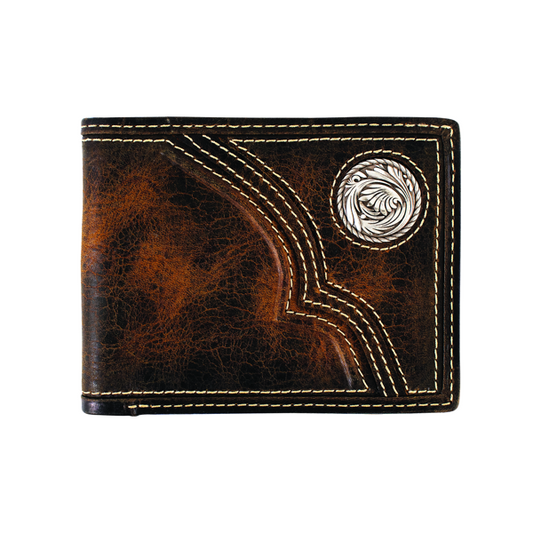 Justin Mens Oil Tanned Leather Concho Bi Fold Wallet 2610331389