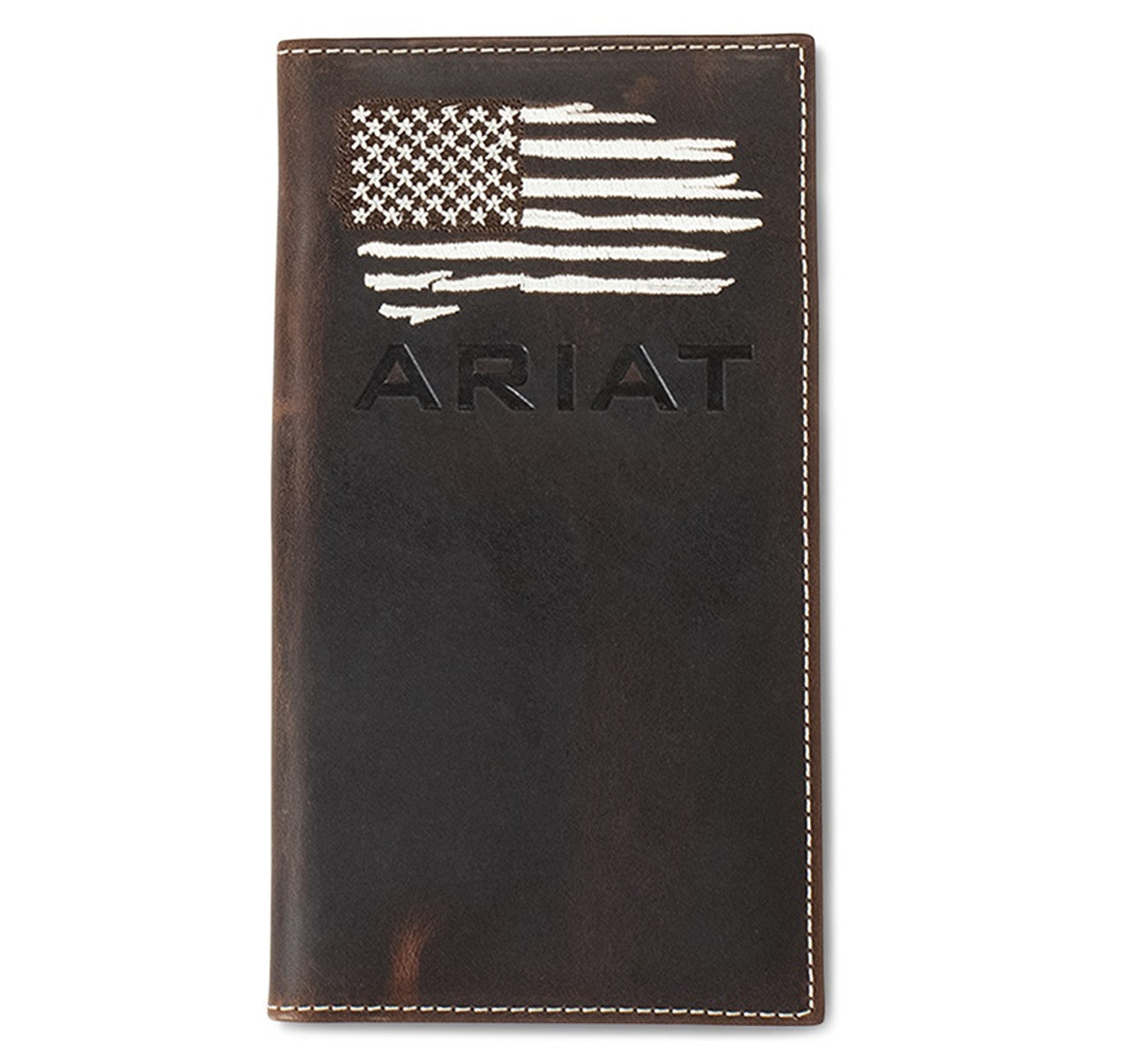 Ariat Distressed American Flag Brown Rodeo Wallet A3553734