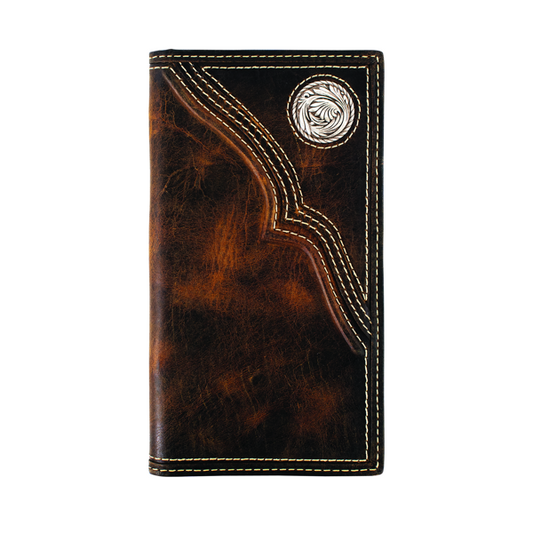 Justin Men's Trapunto With Concho Genuine Oiled Leather Rodeo Wallet 2610335669
