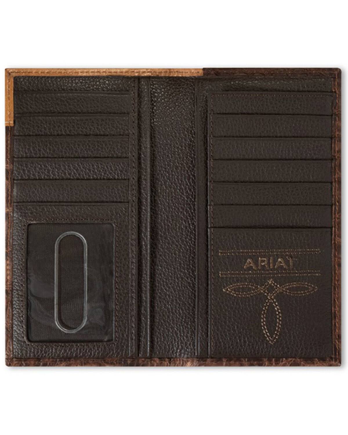 Ariat Men's Rodeo Wallet Croc Floral Embossed Brown A3552802