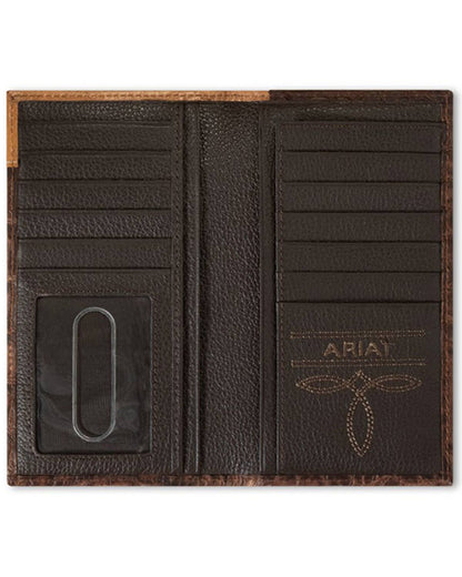 Ariat Men's Rodeo Wallet Croc Floral Embossed Brown A3552802