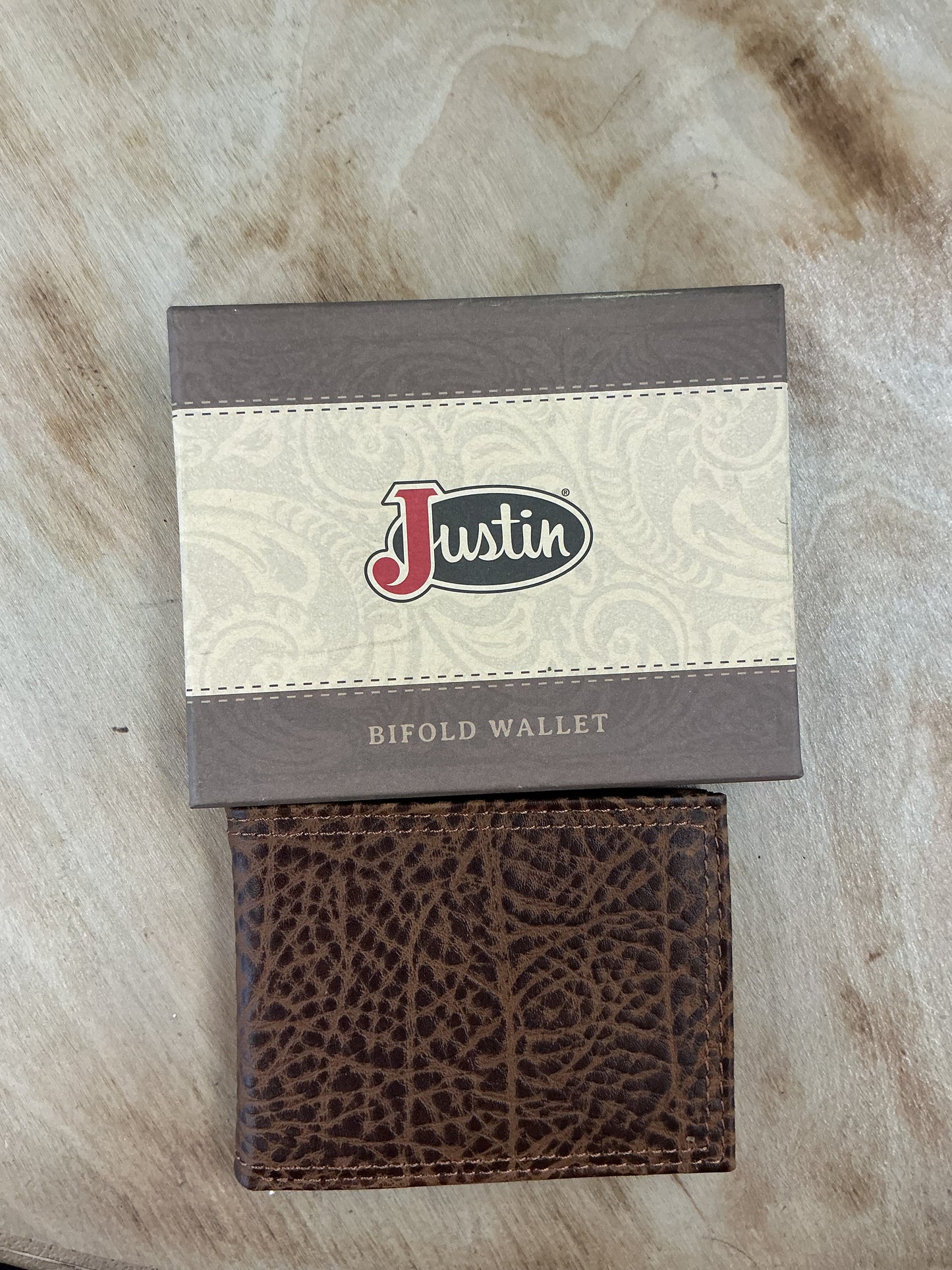 Justin Men’s Genuine Leather Bifold Tan Textured Wallet 2512391616