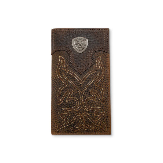 Ariat Boot Stitch Dark Brown Leather Rodeo Wallet A3510802