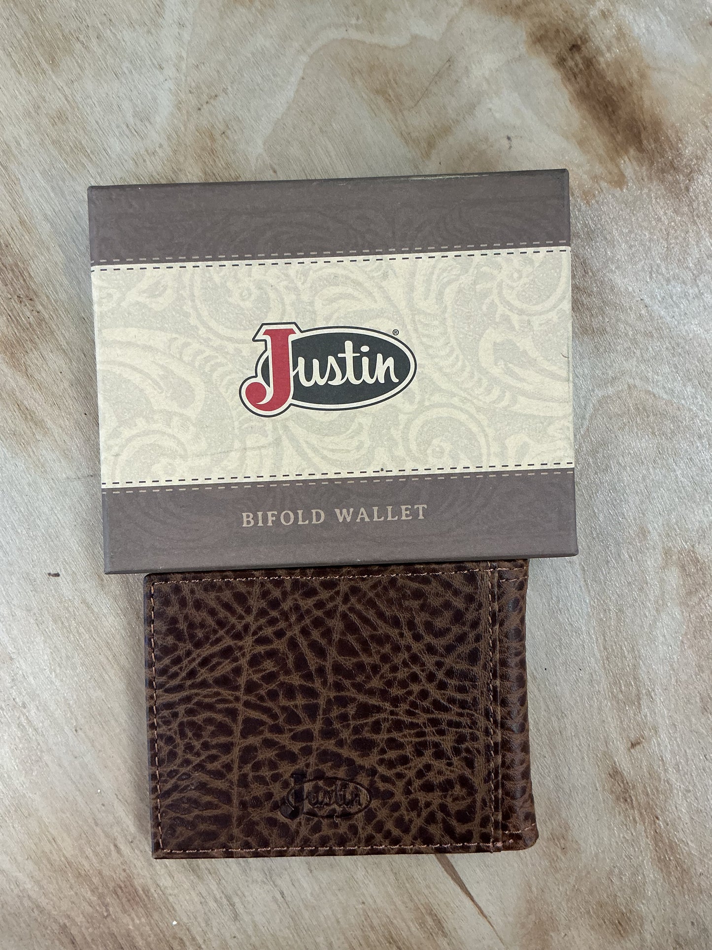 Justin Men’s Genuine Leather Bifold Tan Textured Wallet 2512391616