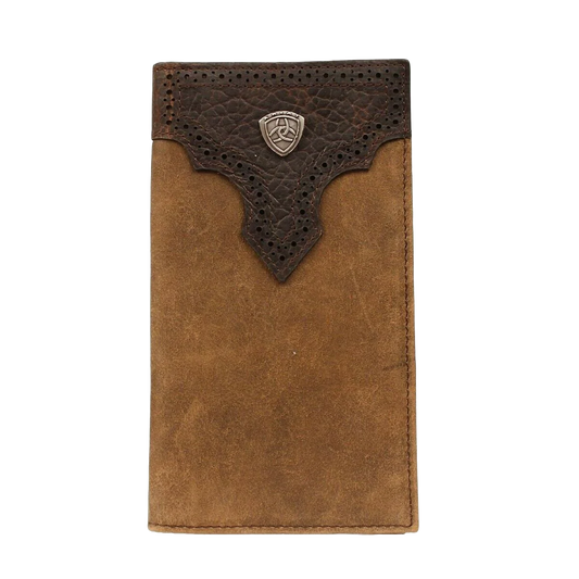 Ariat Men's Distressed Perforated Brown Rodeo Style Wallet A3511244